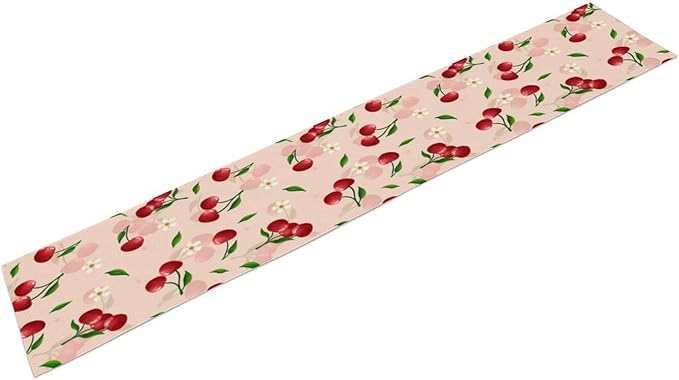 Cherry Table Runner,Spring Summer Fruit Tropical Birthday Party Decorations Dining Room Home Kitchen Table Decor 13 x 70In