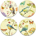 Bird and Butterfly Round Coaster Set - Made of Recycled Rubber - Set of 4