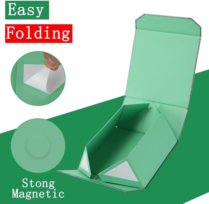 6 Pcs Green Gift Box Large 13x11x5.3 Inch Green Large Gift Box with Crinkle Paper Magnetic Box with Shredded Paper Luxury Gift Boxes with Lids for Presents