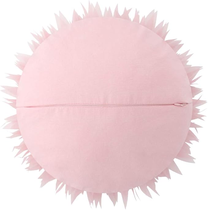 Cute Pink Flower Pillow Decorative Round Throw Pillows Handmade 3D Daisy Floral Accent Pillowcases Soft Cushion for Bed Couch Chair Car Bedroom Living Room Home Decor Unique Gifts 12 Inch