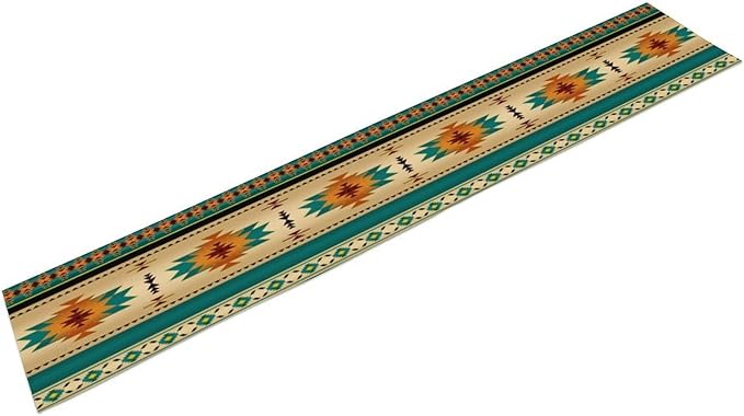 Aztec Southwest Table Runner, Ethnic Style Design Geometric Triditional Kitchen Table Runners Table Setting Decor for Garden Farmhouse Wedding Party Holiday Dinner Home, 13x120 Inch