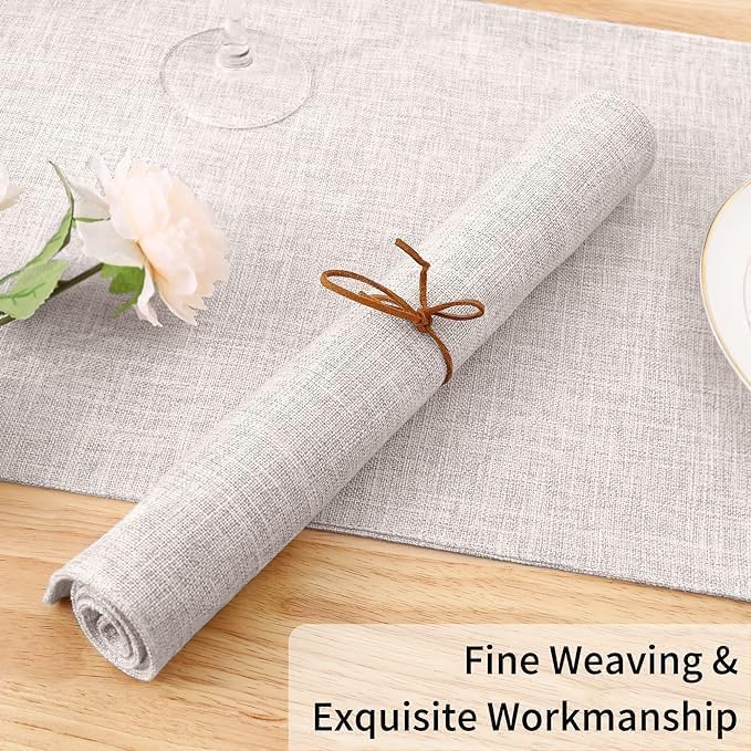 Homaxy Cloths Placemats for Dining Table Set of 4, Heat Resistant Washable Cotton Linen Blend Table Mats, Easy to Clean Place Mats for Indoor Outdoor Party Kitchen Decoration, 13" x 19", Beige
