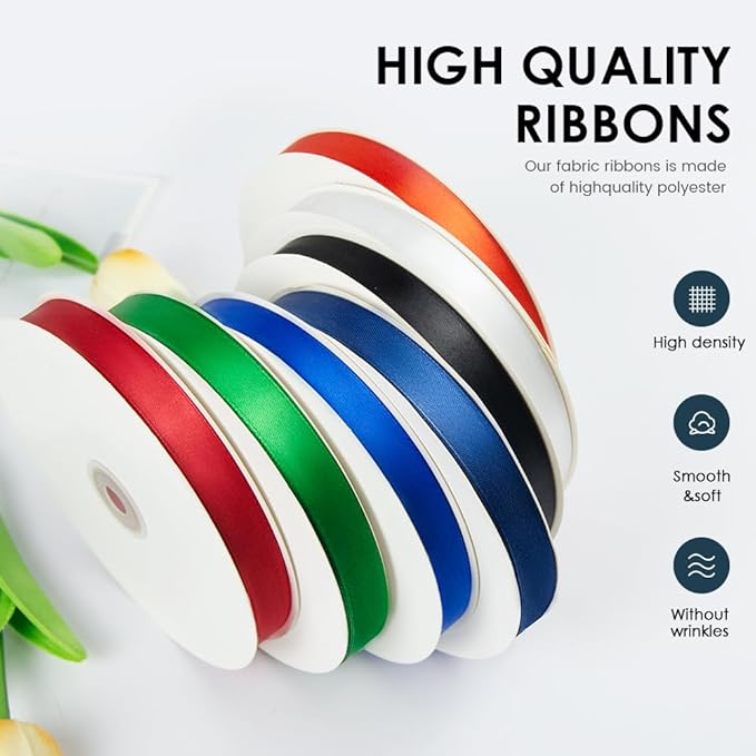1 Inches x 100 Yards Polyester Satin Ribbon, Solid Color Baby Blue Satin Ribbon for Crafts, Gift Wrapping, Hair Bows, Wedding Party Decoration, Bow Making & Other Projects (Baby Blue)