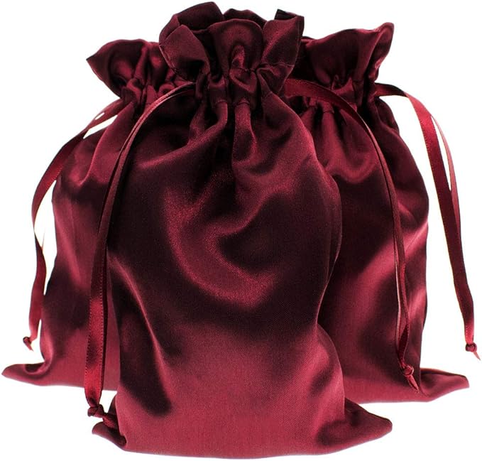 3" x 4" Wine Satin Gift Bags, Jewelry Bags, Wedding Favor Silky Drawstring Baby Shower Christmas 50 per Pack