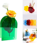 Acrylic Arch-Shaped Vase in Pine Green, Modern Decorative Centerpiece for Home, Office, Wedding or Gallery Display (Arch Style)