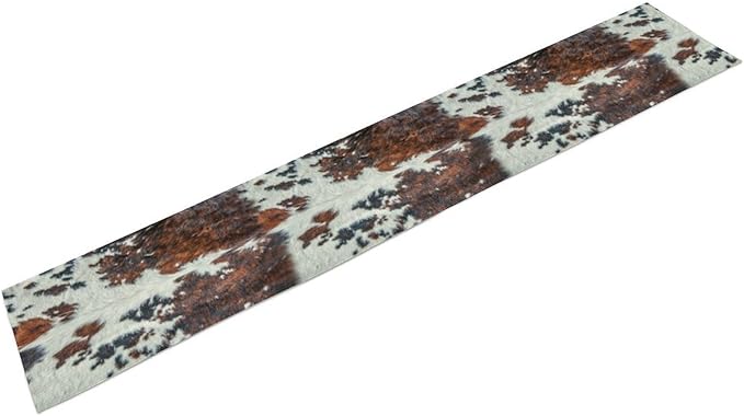 Cow Print Table Runner, Brown Cowhide Print Western Style Table Runner Country Farmhouse Cottage Cow Patten Table Decoration for Home Kitchen Dining, 13x60 in