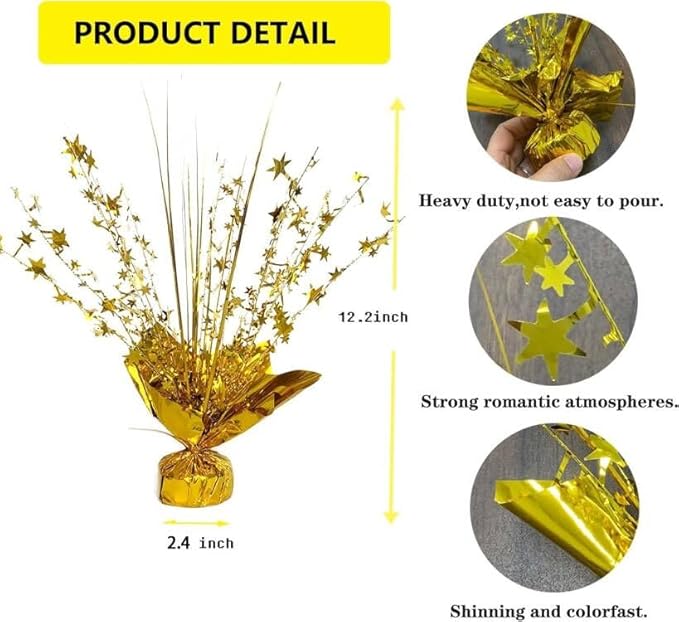 ALISSAR Glitter Gold Star Centerpieces-Table Decorations for Home Decor Birthday Wedding Anniversary Decor (2, Gold)