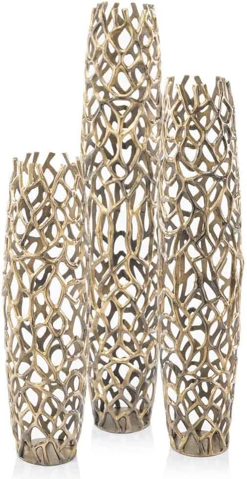 Modern Day Accents 3603 Rama Silver LG Twigs Barrel Floor Vase, Statement Piece, Tall Standing, Corner Decor 9" Lx 9" W x 31.5" H, House & Office Decor
