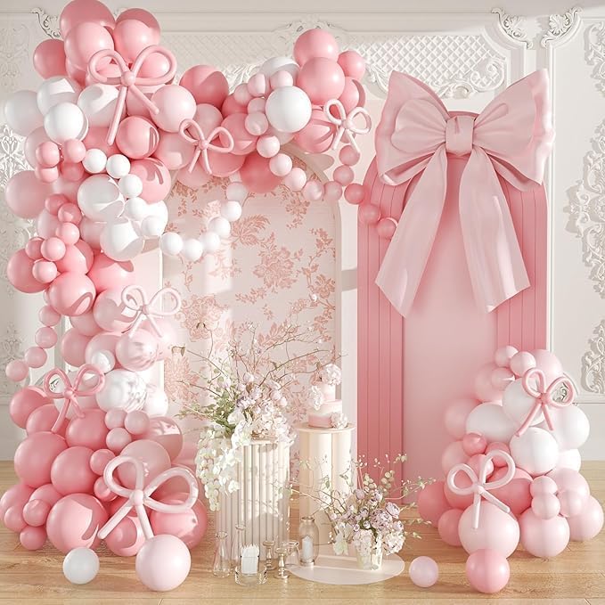 Arch Backdrop Cover Baby in Bloom Baby Shower Arch Stand Spandex Fabric Cover Blue Flowers Floral Pink Bows Girls Birthday Party Baptism Decorations (2.6X6ft,G-4032)
