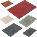 UnivoColors Washed Cowhide Pattern PU Leather Placemats Set of 6 Heat Resistant Kitchen Table Mats, Waterproof Wipeable for Party Decoration(Black+Blue+Green+Reddish Brown+Red+Beige)