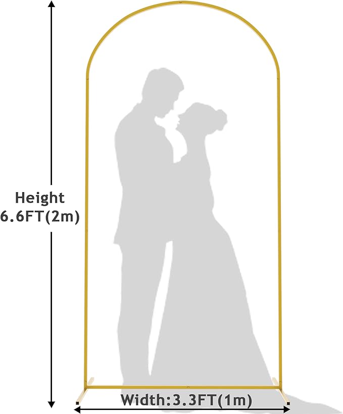 Wokceer 6.6 FT Wedding Arch Backdrop Stand Gold Metal Chiara Backdrop Stand for Wedding Ceremony Birthday Party Bridal Baby Shower Photo Booth Garden Floral Balloon Arch Decoration