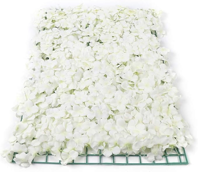 20Pcs 16"x 24" Artificial Flower Wall Panels,Flower Wall Mat Silk Flower Panels for Outdoor Garden Backyard Fence Fence Privacy Screen and Indoor Wall Decor (20Pcs White)