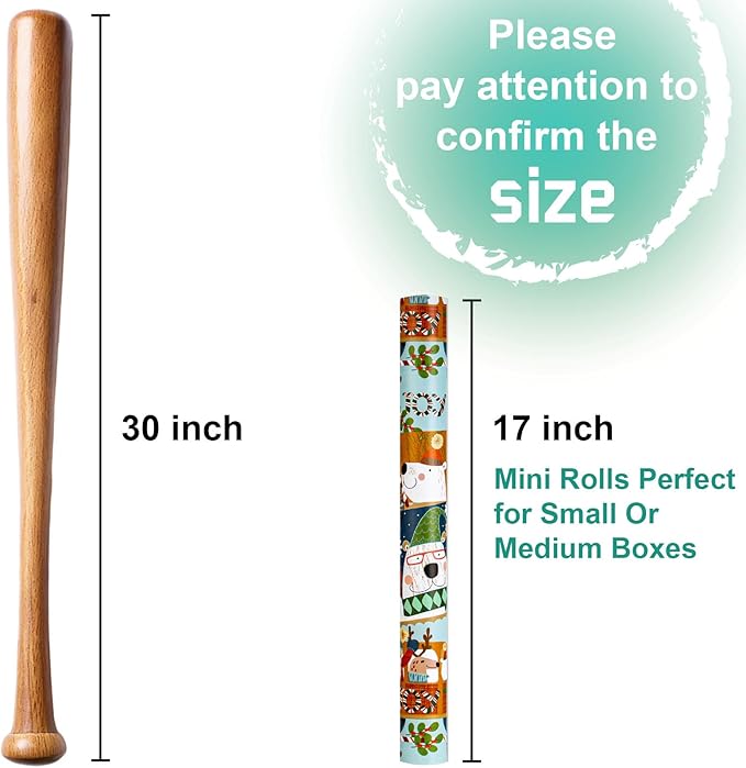 MAYPLUSS Christmas Metallic Foil Shine Gift Wrapping Paper - 17 Inch X 33 Feet - Cute Polar Bear on Scooter, Snowman, Candy Cane and Deer Pattern Gift Wrap Present Paper Roll for Winter, Holiday