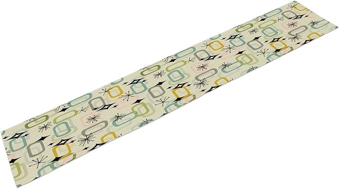 Mid Century Table Runner, Flag Retro Atomic Starburst 1950s Abstract Geometric Space Tabletop Decoration for Home Kitchen Restaurant Table Flag 13x60 Inch