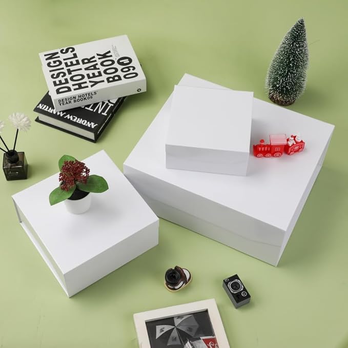6 Pcs White Gift Box Large 13x11x5.3 Inch Magnetic Gift Boxes with Crinkle Paper White Large Gift Box with Shredded Paper Luxury Gift Boxes with Lids for Presents