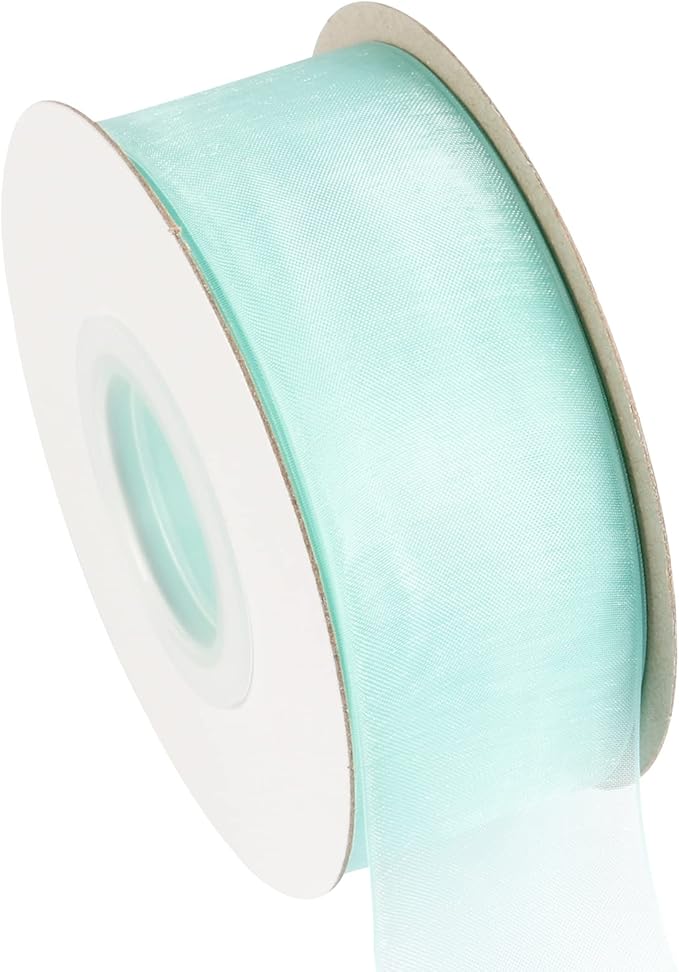 1-1/2 Inch Aqua Shimmer Sheer Organza Ribbon Sheer Chiffon Ribbon 50 Yards-Roll Multiple Colors Available for Gift Wrapping Wedding Events Christmas Décor