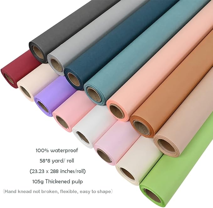 kraft Paper to Wrap Flowers, Light Yellow Korean Wrapping Paper Bouquet Wrap, Floral Wrapping Paper for Bouquets,Flower Shop Florist Supplies Wedding 23.23 x 288 inches (Color 24 (Cotton Candy))