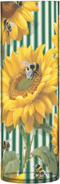 Flower Vase Clear Plastic Cylinder Vases Decor for Centerpieces Home Storage Office Weddings Green Striped Sunflowers and Honey Bees 11.8 x 3.9 in
