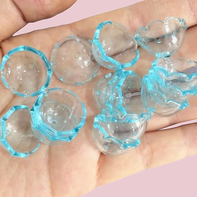 80Pcs Acrylic Clear Flower Bead Caps for Jewelry Making, Transparent Bell Charms, Semi-Round Floral Beads Bulk with Wavy Edge, Jellyfish Beads for Wind Chimes DIY Craft Key Chains-13 * 22mm
