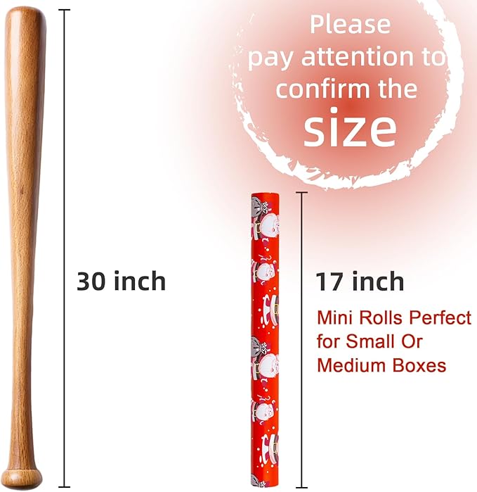 MAYPLUSS Santa Christmas Wrapping Paper Roll - 17 Inch X 33 Feet - Red Vintage Festive Santa Claus HO Design Winter Holiday Gift Wrap Sheet for Family gifts, Christmas Eve, Birthday, Party