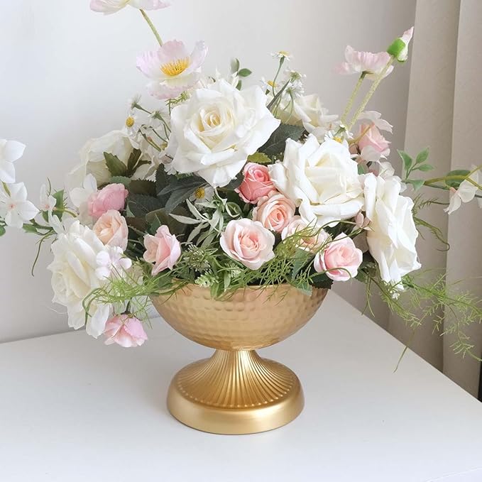 6.5 inch 12 pcs Brass Vase Bowl Gold Centerpieces for Tables Wedding Party Event Gold Accent Decorative Bowl Vintage Style
