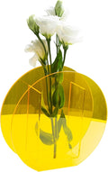 Acrylic Round Vase in Lemon Yellow, Bright Modern Decor for Table, Office, or Wedding Display (Round Style)