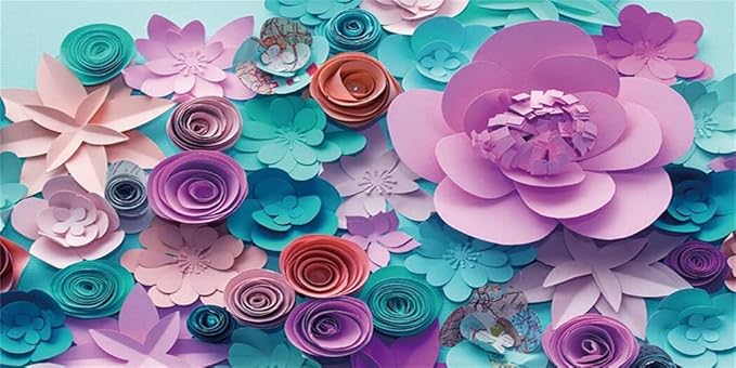 AOFOTO 15x8ft Handmade 3D Paper Flower Backdrop Birthday Party Decoration Photography Background Baby Shower Kid Girl Woman Artistic Portrait Activity Banner Photo Shoot Studio Props Vinyl Wallpaper