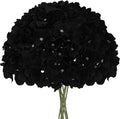 Fake Black Hydrangea Artificial Flowers - Faux Silk Hydrangeas Flowers Heads with Stems Real Touch for Home Wedding Party Table Decor(Black,Black of 10)