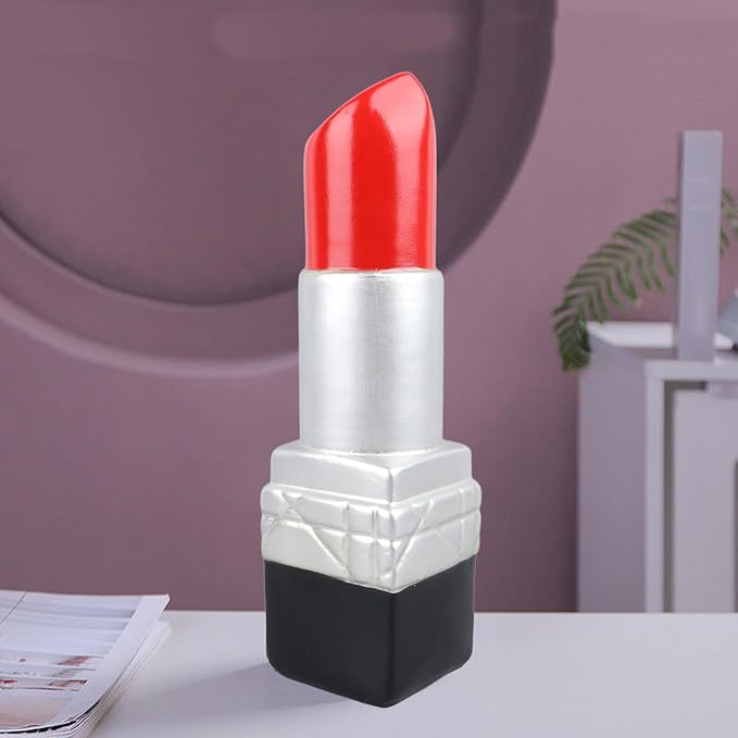 Creative Lipstick Shape Vase, Modern Flowers Pot Unique Vase Beautiful Resin Exquisite Realistic Lipstick Shape Decorative Vase for Book Shop Coffee Shop (Silver)