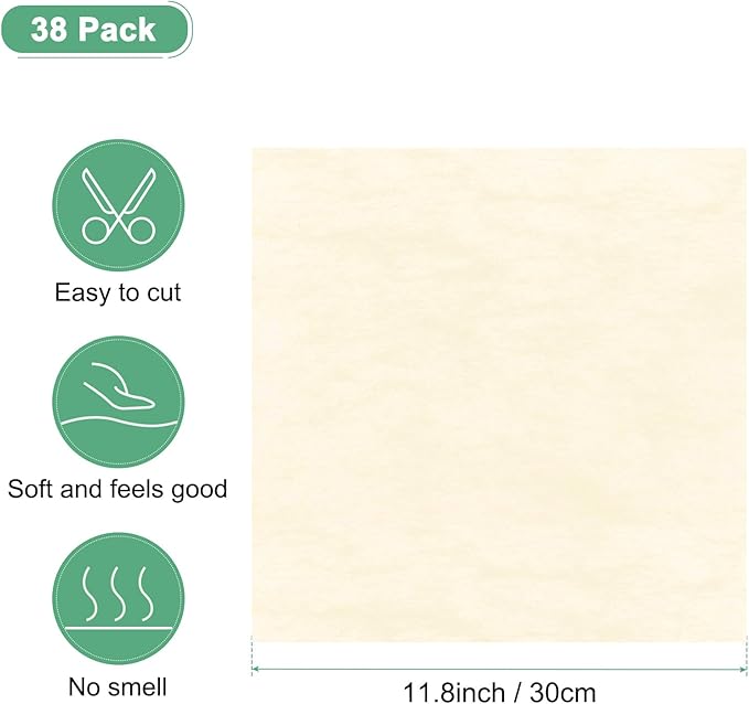 M METERXITY 38-Sheet Korean Cotton Wrapping Flower Paper, 11.8 Inch Waterproof Floral Wrapping Cotton Paper for Bouquets/Gift Packaging [Bright Beige]