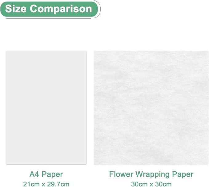 M METERXITY 38-Sheet Korean Cotton Wrapping Flower Paper, 11.8 Inch Waterproof Floral Wrapping Cotton Paper for Bouquets/Gift Packaging [White]