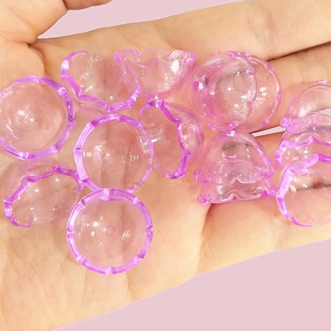 80Pcs Acrylic Clear Flower Bead Caps for Jewelry Making, Transparent Bell Charms, Semi-Round Floral Beads Bulk with Wavy Edge, Jellyfish Beads for Wind Chimes DIY Craft Key Chains-13 * 22mm