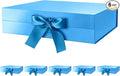 GREEN BEAN 6 Large Gift Boxes with Lids for Presents 13x9.7x3.4 Inches, Blue Magnetic Gifts Boxes with Ribbon, Groomsmen Proposal Box, Luxury Gift Boxes (Glossy Blue)