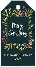 Andaz Press Personalized Christmas Holiday Season Classic Gift Tags, Merry Christmas Custom Family Name and Year, Christmas Square Wreath Design, for Holiday Events, Parties, and Favors, 60-Pack