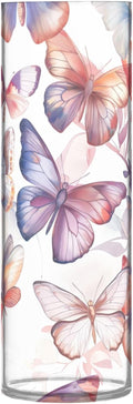 susiyo Translucent Butterflies and Flowers Acrylic Vase, Tall Plastic Vase Cylinder Vase Clear Acrylic Flower Vase for Centerpieces