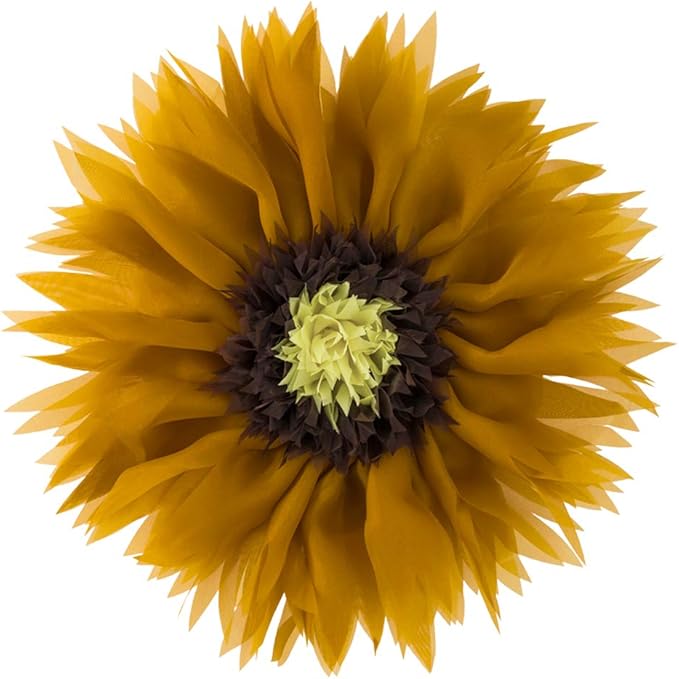 Mustard Yellow Flower Round Throw Pillow Handmade Cute Elegant 3D Sunflower Pillow Boho Farmhouse Decorative Accent Cushion with Insert for Bed Couch Car Living Room Bedroom Home Decor 12Inch