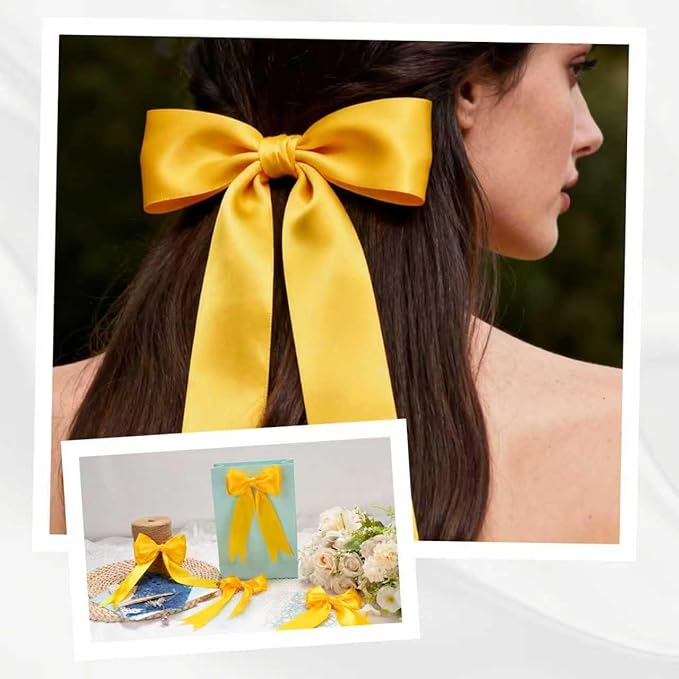 XSEINO 110 Yards Ribbon,1 1/2 Inch Golden Satin Ribbon for Flower Bouquet, Gift Wrapping, Ribbons for Crafts, Hair Bows Making, Wedding Party Decoration, Sewing, Invitation Cards, Christmas, Wreath
