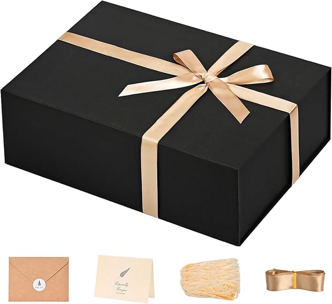 LIFELUM Green Gift Box 14"x8.5"x4.5" Christmas Gift Boxes with Lids for Presents for Anniversary Wedding Proposal Birthday Gift boxes with Shredded Filler Card Ribbon