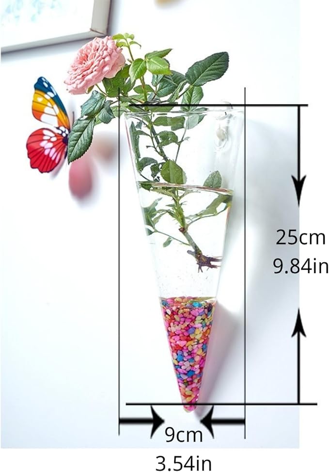 Wall-Mounted Acrylic Planter for Hydroponic Plants – Conical Vase, Modern Transparent Design for Home & Office Decoration