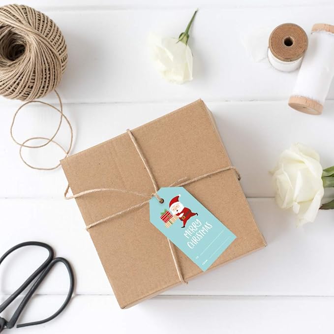 Andaz Press Christmas Holiday Season Classic Gift Tags, Merry Christmas to from Classic Favor Tags, Santa Claus Carrying Christmas Presents Design, for Holiday Events, Parties, and Favors, 60-Pack