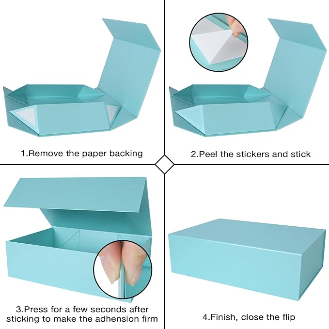 Aimyoo Blue Magnetic Gift Boxes with Lids 13.8x9x4.3 in, Large Bridesmaid Groomsman Proposal Box, Rectangle Collapsible Box for Present Graduation Birthday Storage 5 Pack
