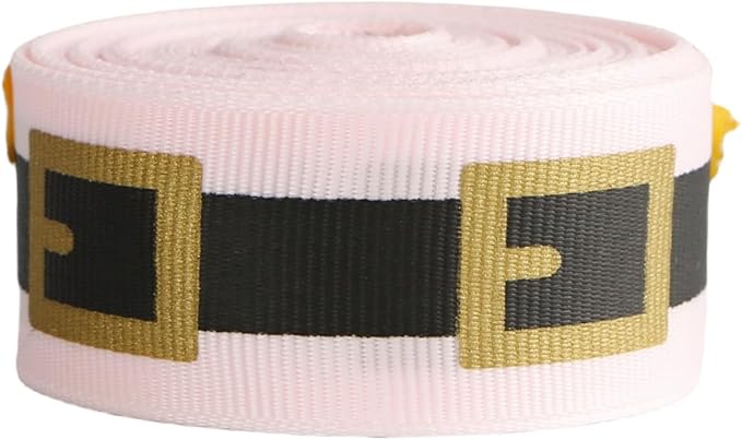 Pink Santa Belt Ribbon 1 Inch 20 Yards Pink Merry Christmas Vintage Fabric Craft Ribbon for Christmas Gift Wrapping Wreath Bow DIY Crafts Supplies (Pink Santa Belt)