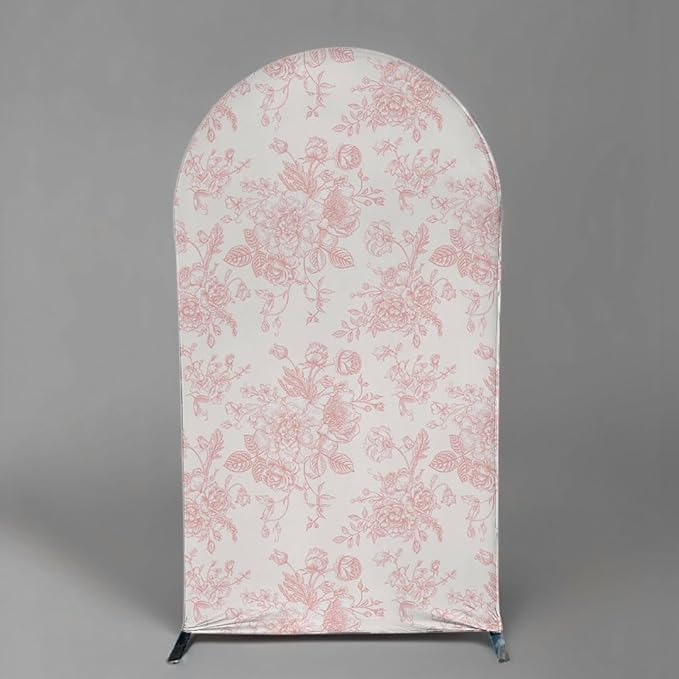 Arch Backdrop Cover Baby in Bloom Baby Shower Arch Stand Spandex Fabric Cover Blue Flowers Floral Pink Bows Girls Birthday Party Baptism Decorations (2.6X6ft,G-4032)