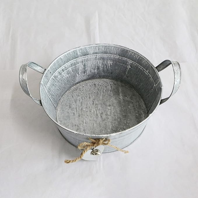 Galvanized Milk Can Antique Retro Vase Metal Planter Rustic Vintage Primitive Flower Holder Farmhouse Country Plant Galvanized Metal Bucket