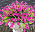 Artificial Flowers Outdoors, 12 Bundles No Fade Fake Flowers UV-Anti Easy to Clean Faux Greenery Plants Faux Plastic Plants Garden for Indoor Outdoor Home Garden Decoration, Pink