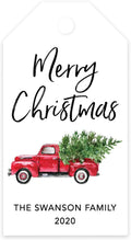 Andaz Press Personalized Christmas Holiday Season Classic Gift Tags, Merry Christmas Custom Family Name and Year, Vintage Truck with Christmas Tree Design, Holiday Events, Parties, Favors, 60-Pack