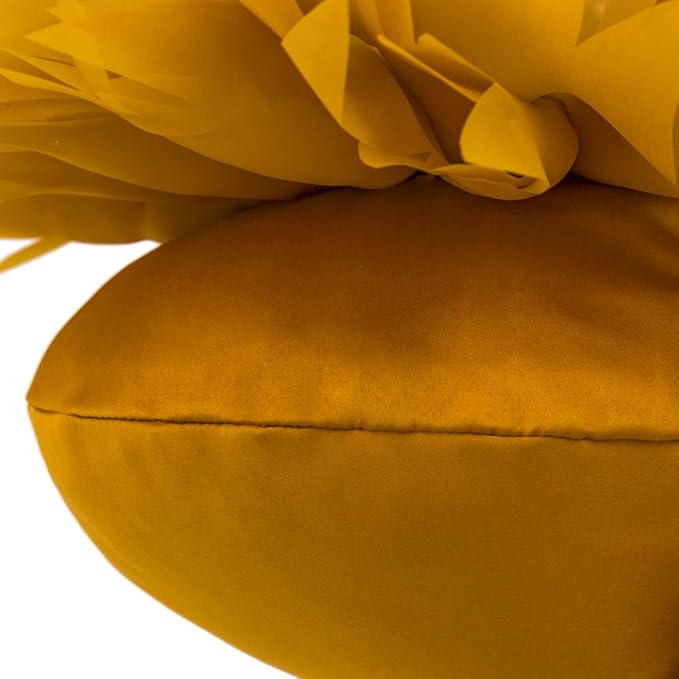 Mustard Yellow 3D Sunflower Pillow Decorative Round Throw Pillow Handmade Cute Soft Accent Pillowcase Cushion for Bed Couch Living Room Bedroom Home Boho Christmas Farmhouse Decor Gift 14Inch
