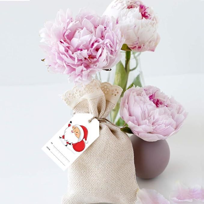 Andaz Press Christmas Holiday Season Classic Gift Tags, Merry Christmas to from Classic Favor Tags, Santa Claus with Christmas Sack Design, for Holiday Events, Parties, and Favors, 60-Pack