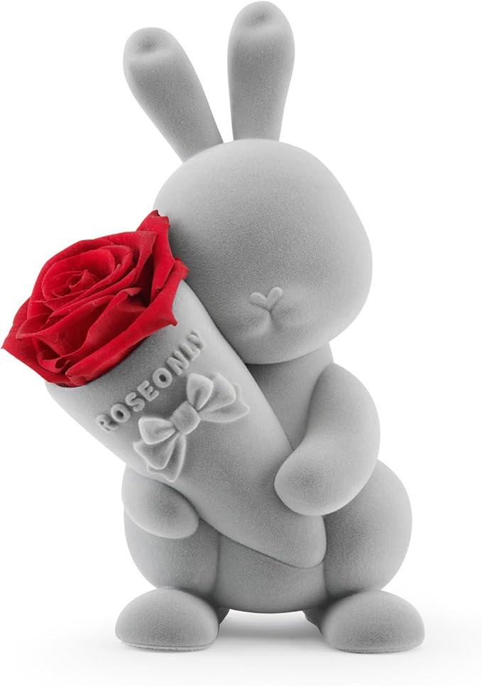 roseonly. Preserved Rose with Sweet Bunny, Eternal Flowers Gifts for Women Girlfriend Wife Mothers Real Roses for Valentine's Day Christmas Birthday Mother's Day Anniversary (Standard)