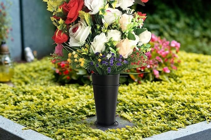 Metal Grave Vase Flower Holder in Base Graveyard Vase Grave Decoration Flower Foam